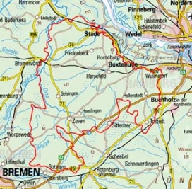 Abgrenzung der Landschaft "Zevener Geest" (63401)