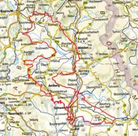 Abgrenzung der Landschaft "Oberpfälzisches Hügelland" (7000)