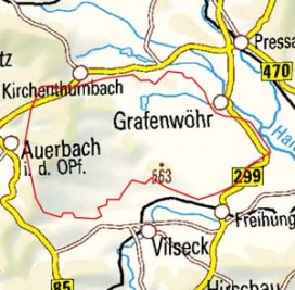 Abgrenzung der Landschaft "Truppenübungsplatz Grafenwöhr" (7001)