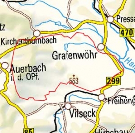 Abgrenzung der Landschaft "Truppenübungsplatz Grafenwöhr" (7001) Abgrenzung der Landschaft "Truppenübungsplatz Grafenwöhr" (7001)