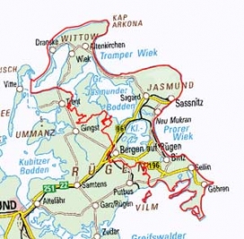 Abgrenzung der Landschaft "Jasmunder Bodden und Nordostrügen" (71400)
