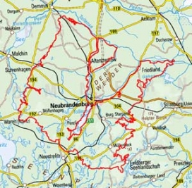 Abgrenzung der Landschaft "Oberes Tollensegebiet" (74201)