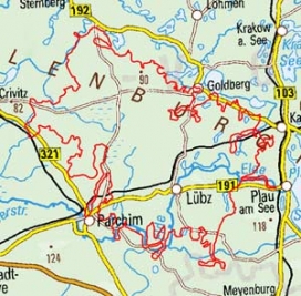 Abgrenzung der Landschaft "Oberes Warnow-Elde-Gebiet" (75300) Abgrenzung der Landschaft "Oberes Warnow-Elde-Gebiet" (75300)