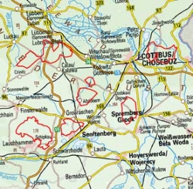 Abgrenzung der Landschaft "Niederlausitzer Tagebaulandschaft" (84002)