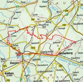 Abgrenzung der Landschaft "Rosslau-Wittenberger Vorfläming" (85400) Abgrenzung der Landschaft "Rosslau-Wittenberger Vorfläming" (85400)