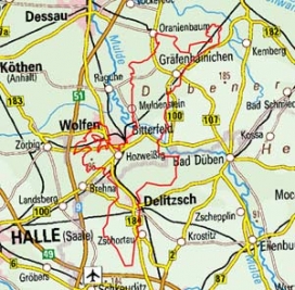 Abgrenzung der Landschaft "Leipzig-Bitterfelder-Bergbaulandschaft" (88001)