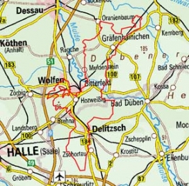 Abgrenzung der Landschaft "Leipzig-Bitterfelder-Bergbaulandschaft" (88001) Abgrenzung der Landschaft "Leipzig-Bitterfelder-Bergbaulandschaft" (88001)