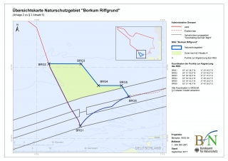 Übersichtskarte Naturschutzgebiet „Borkum Riffgrund“