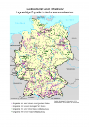 Karte Bundeskonzept Grüne Infrastruktur - Lage wichtiger Engstellen in den Lebensraumnetzwerken