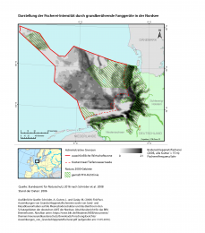 Deutschlandkarte der Fischerei-Intensität durch grundberührende Fanggeräte in der Nordsee