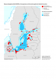 Karte Meeresschutzgebiete (HELCOM MPAs), dargestellt werden die Vertragsstaaten und Konventionsgebiete der Helsinki-Konvention