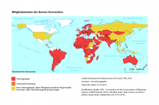 Karte Mitgliedsstaaten der Bonner Konvention