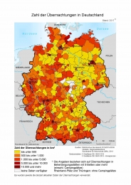 Karte Zahl der Übernachtungen in Deutschland