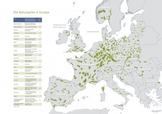 Karte der Naturparke in Europa