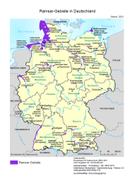 Karte Feuchtgebiete internationaler Bedeutung in Deutschland (Ramsar-Gebiete)