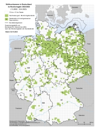 Wolfsvorkommen in Deutschland im Monitoringjahr 2022/2023