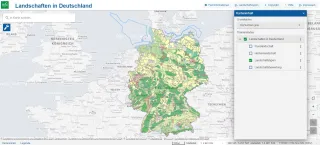 Screenshot Kartenanwendung - Landschaften in Deutschland