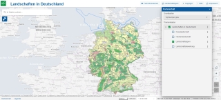 Screenshot Kartenanwendung - Landschaften in Deutschland