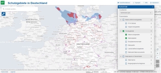Screeshot Kartenanwendung - Schutzgebiete in Deutschland