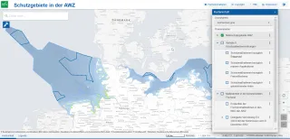 Screenshot Kartenanwendung - Schutzgebiete in der AWZ