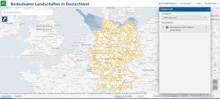 Screenshot Kartenanwendung - Bedeutsame Landschaften