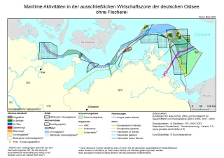 Karte Maritime Aktivitäten in der ausschließlichen Wirtschaftszone der deutschen Ostsee ohne Fischerei