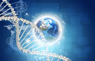 DNA-Modell mit Erde