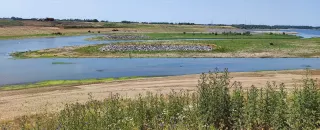 Der Fluss Emscher mit neu angelegten Strukturelementen (Copyright: Robin Schütz)
