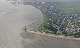 Luftaufnahme Mündung der Unterelbe in Cuxhaven