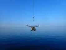 Greifer zur Probeentnahme. Greifer werden auf See eingesetzt, um Proben vom Meeresboden zu gewinnen.