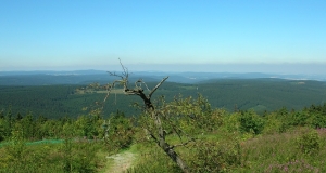 Das Foto zeigt den Ausblick vom Fichtelberg hinein ins Land.