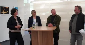 BfN Präsidentin Sabine Riewenherm, Journalistin Anne Preger, Mitglied der GDT-AG Niklas Banowski und Präsident der GDT Stephan Fürnrohr 