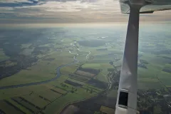 Luftaufnahme Stimmungsvolle Gegenlichtaufnahme mit Blick flussaufwärts in Richtung Schwarmstedt