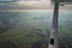 Luftaufnahme Stimmungsvolle Gegenlichtaufnahme mit Blick flussaufwärts in Richtung Schwarmstedt