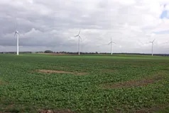 Weiträumige Agrarlandschaft mit Windrädern zwischen Riesa und Oschatz (Foto: Christof Martin)
