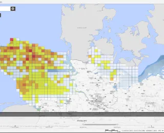 Screenshot Kartenanwendung: Populationsentwicklung von Schweinswalen im 3-Jahresraster
