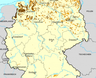 Die Karte zeigt die Lage der Moorböden in Deutschland
