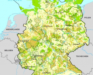 Die Karte zeigt die Lage der Schutzgebiete nach BNatSchG.