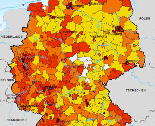 Karte Zahl der Übernachtungen in Deutschland