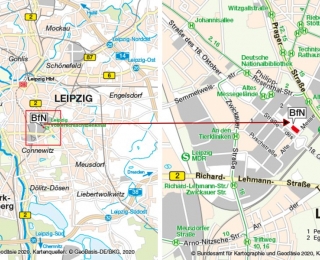 Kartenausschnitt Anfahrtsplan BfN in Leipzig