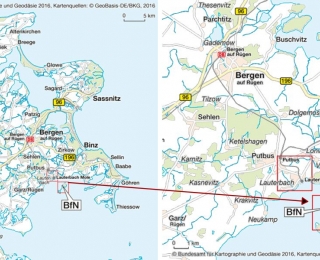 Kartenausschnitt Anfahrtsplan BfN auf Vilm