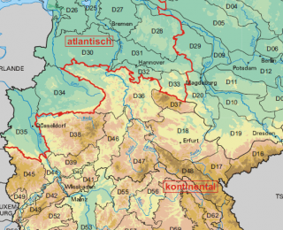 Karte Biogeografische Regionen und naturräumliche Haupteinheiten Deutschlands
