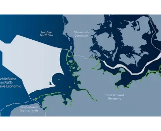 Karte mit der Ausschließlichen Wirtschaftszone in der Nord- und Ostsee