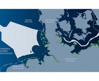 Karte mit der Ausschließlichen Wirtschaftszone in der Nord- und Ostsee