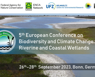 Conference banner of the 5th European Conference on Biodiversity and Climate Change: Riverine and Coastal Wetlands, taking place on September 26-28 in Bonn, Germany 