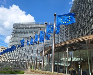 EU flags in Brussels