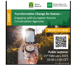 Banner of the virtual event “Transformative Change for Nature – Engaging with European Nature Conservation Agencies” on 21 February 2025