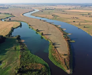 Luftaufnahme des Klödener Riss, ein Altarm der Elbe