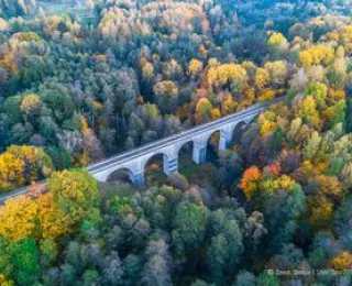 A railway viaduct in Tokarivka, Romincka Forest