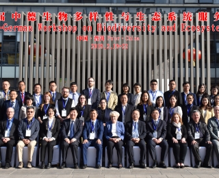 Participants at the 11th Sino-German Workshop pose for a group photo outdoors.